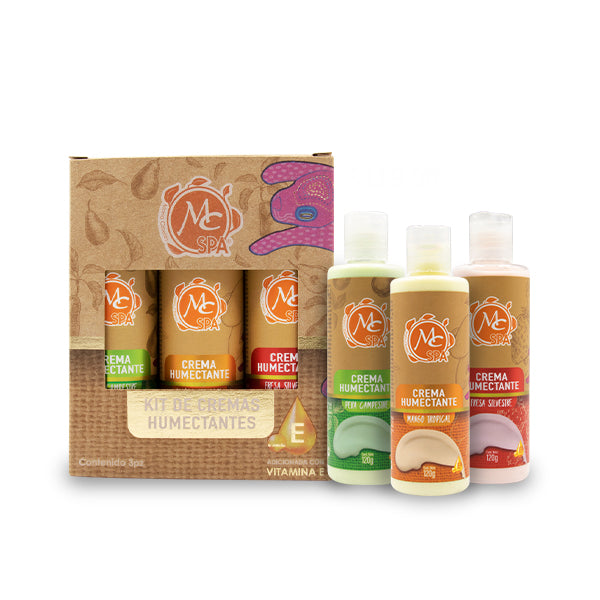 Kit de cremas humectantes 3pzs de 12 grs c/u MANGO, FRESA Y PERA