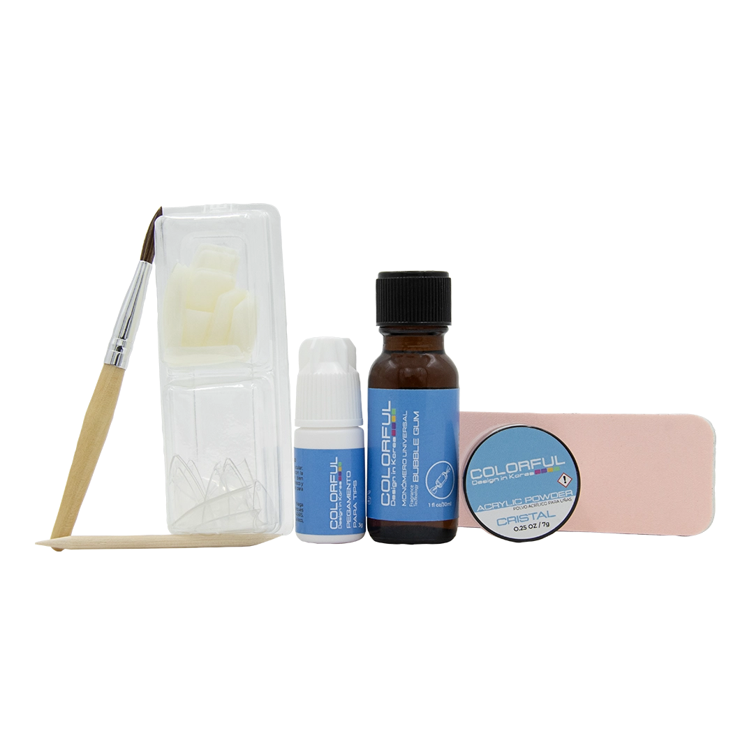 COLORFUL Kit para uñas acrílicas EASY NAILS PACK OCEAN BLUE 46pz