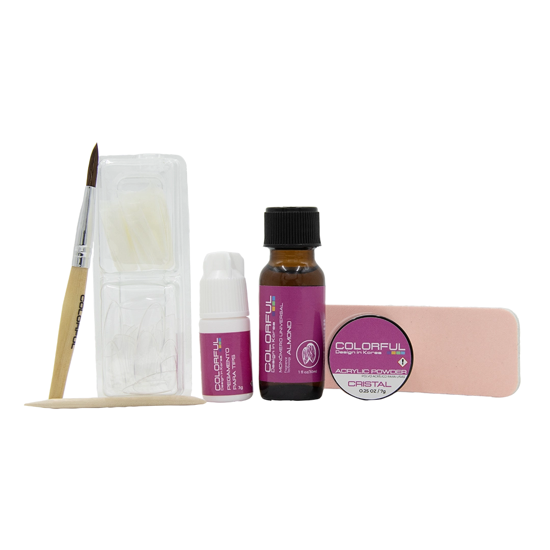 COLORFUL Kit para uñas acrílicas EASY NAILS PACK LITTLE ROSE 46pz