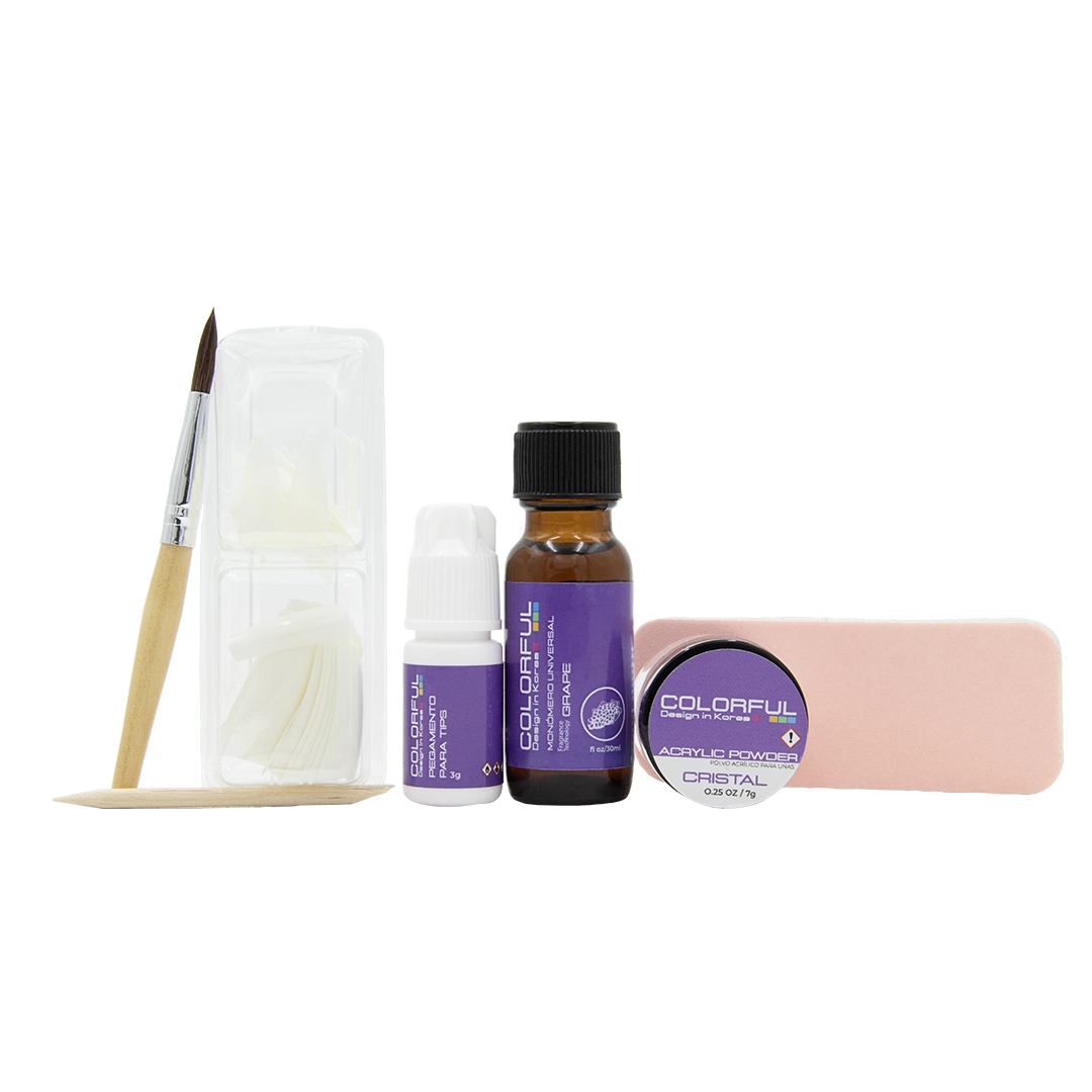 COLORFUL Kit para uñas acrílicas EASY NAILS PACK BEAUTIFUL PURPLE 46pz