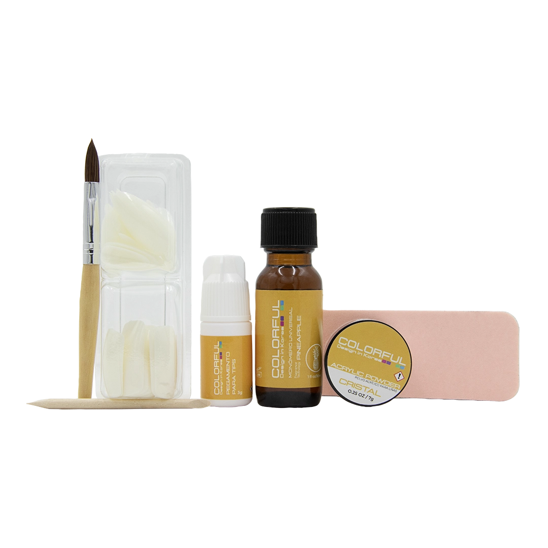 COLORFUL Kit para uñas acrílicas EASY NAILS PACK PINNEAPPLE 46pz