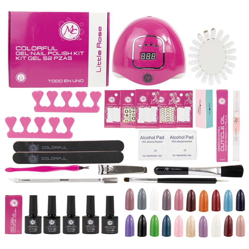 Colorful kit gel nail emerald little rose 52pz