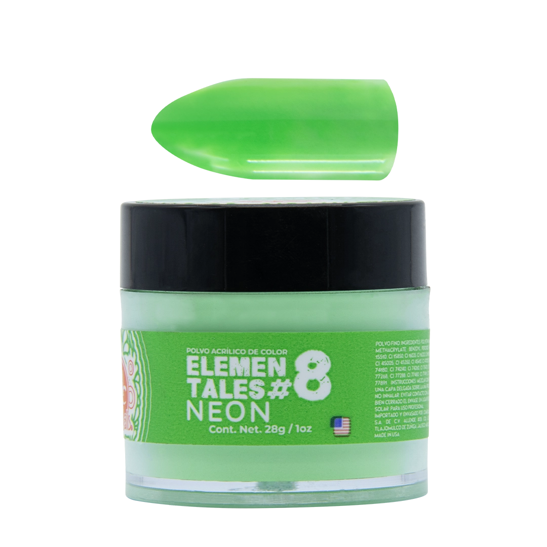 Polvo acrílico ELEMENTALES #8 (Verde neón) 1oz